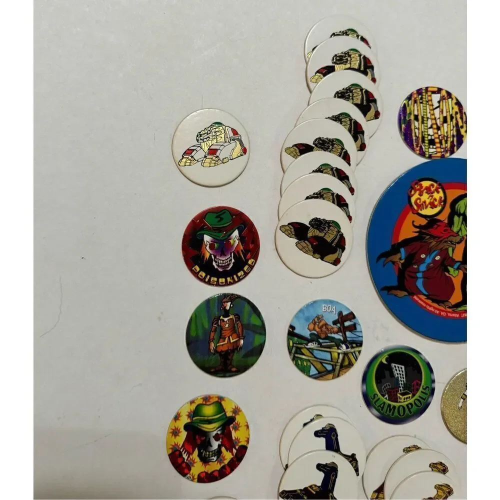 Mixed Lot Vintage Pogs - 1990’s Mighty Morphin Power Rangers MMPR + Slammer Pad